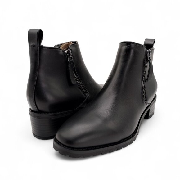 Blondo Waterproof Samara Women's Size 7.5 M Black Leather Block Heel Ankle Boots - Picture 9 of 13